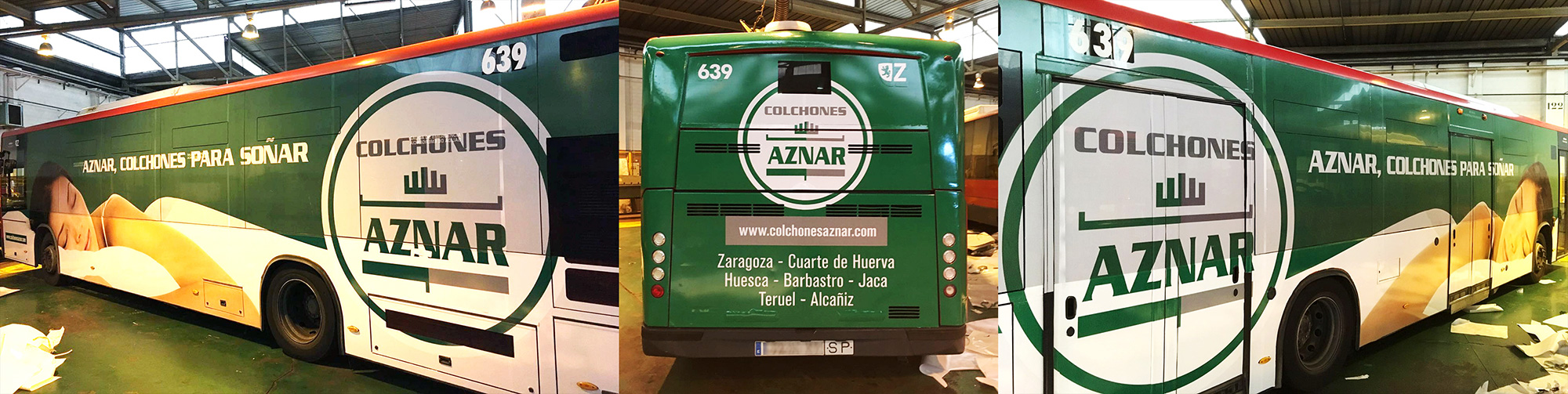 Autobús integral publicidad Zaragoza - Colchones Aznar